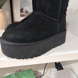 UGG Black Mini Suede Platform Boots